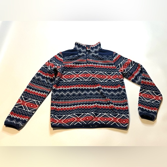 Vineyard Vines Boys Fair Isle Snap Button Fleece Pullover Sweater Whale M 12-14 - Picture 3 of 15